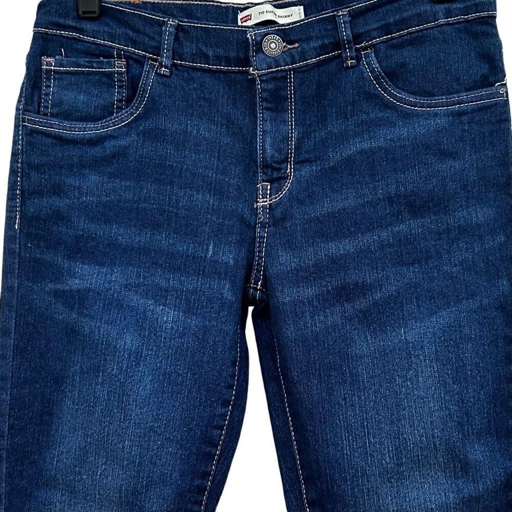 New Levi's 710 Super Skinny Jeans Girls Size 16 Dark Wash Slim Fit Adjustable